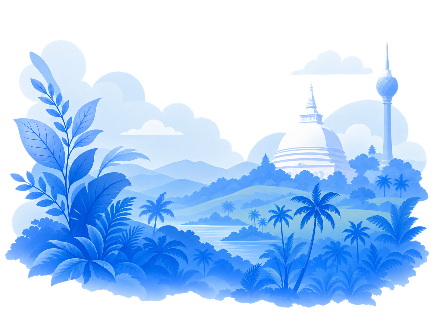 Stylized Sri Lankan landscape